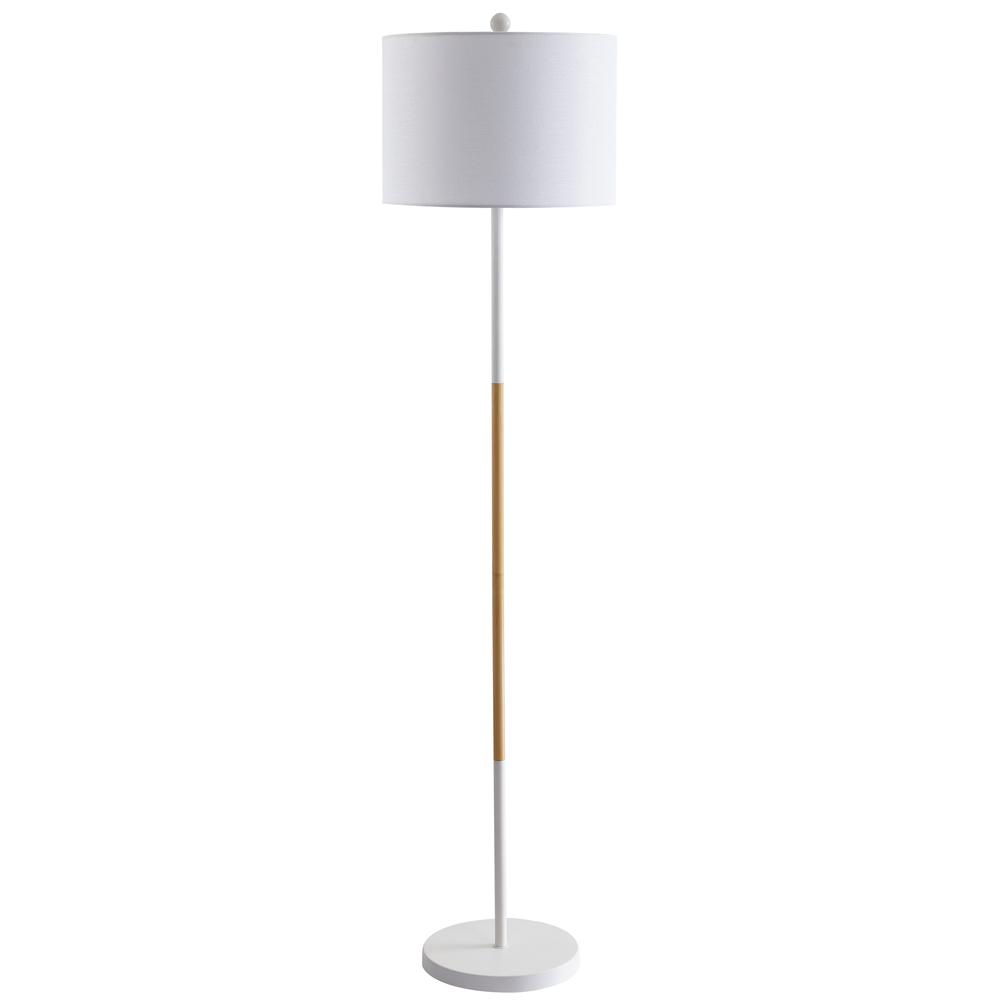 Melrose Floor Lamp, White/Wood Finish