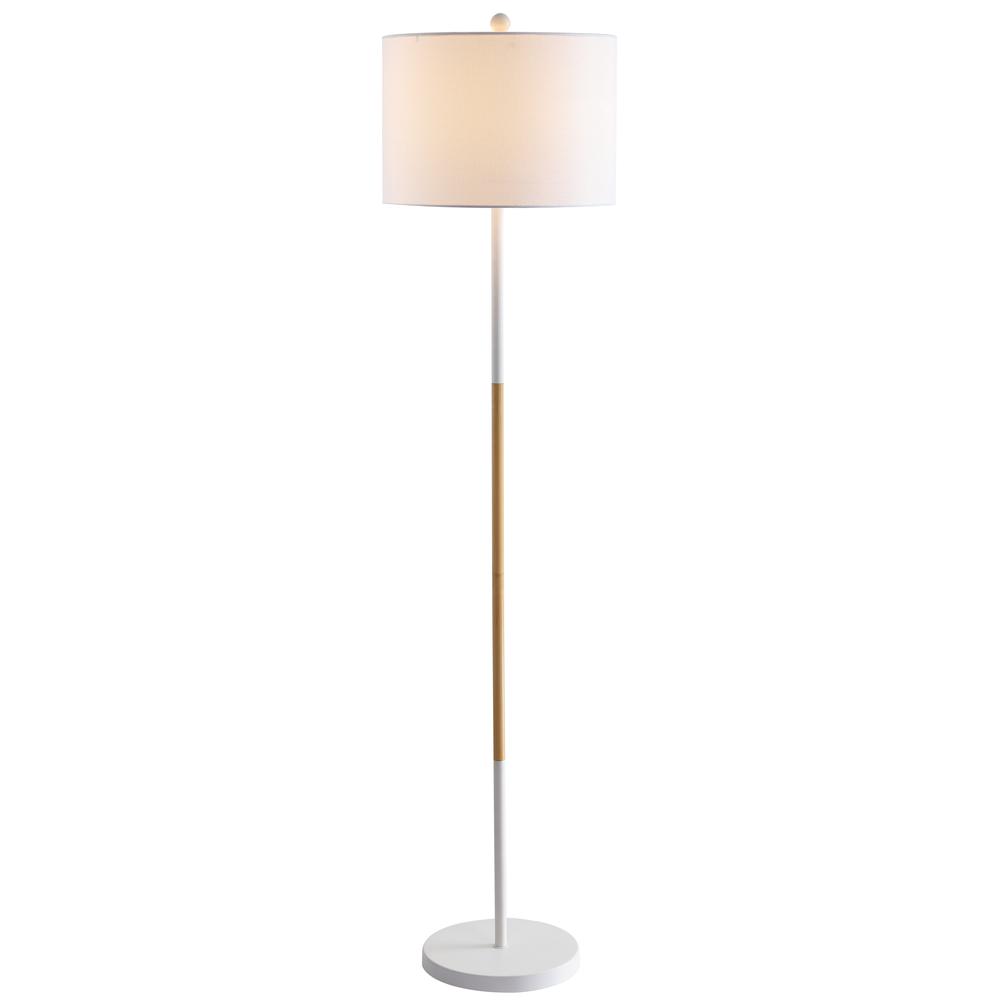 Melrose Floor Lamp, White/Wood Finish
