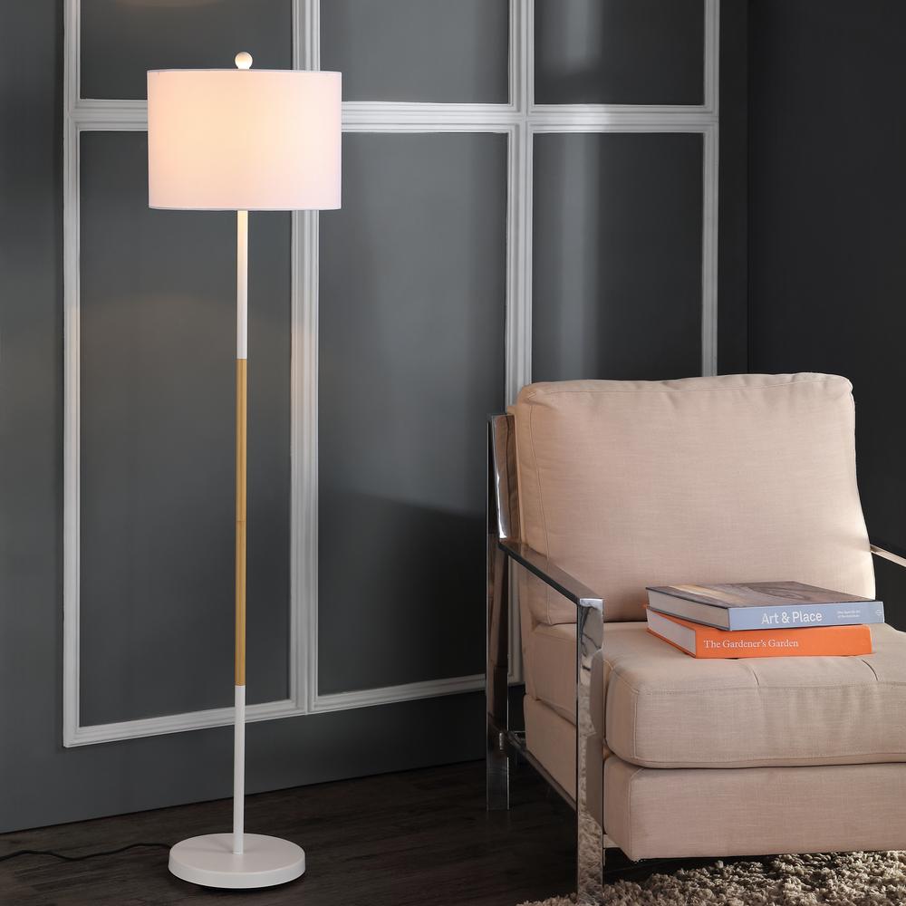 Melrose Floor Lamp, White/Wood Finish