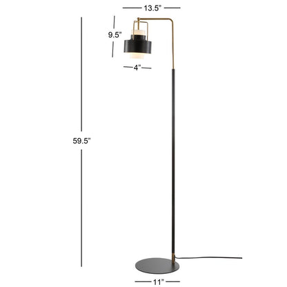 Brendon Floor Lamp, Black/Brass Gold