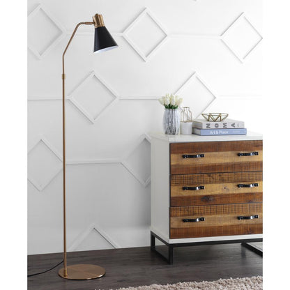 Grania Floor Lamp, Black/Brass Gold