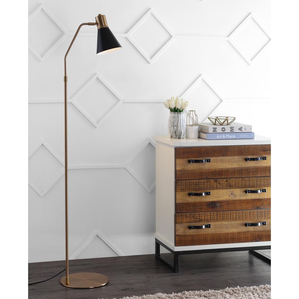 Grania Floor Lamp, Black/Brass Gold
