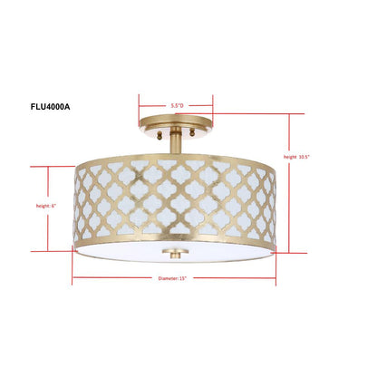 Kora Quatrefoil 3 Light 15-Inch Dia Gold Flush Mount , Gold Leaf
