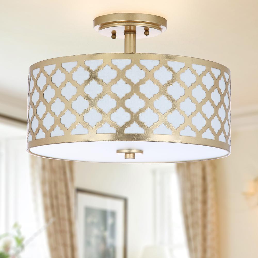 Kora Quatrefoil 3 Light 15-Inch Dia Gold Flush Mount , Gold Leaf