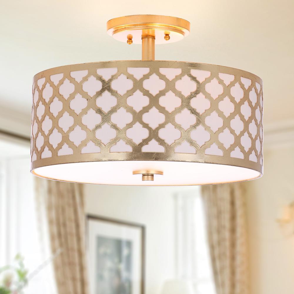 Kora Quatrefoil 3 Light 15-Inch Dia Gold Flush Mount , Gold Leaf
