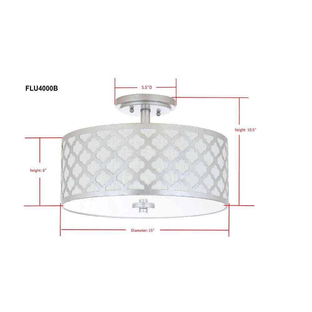 Kora Quatrefoil 3 Light 15-Inch Dia Silver Flush Mount , Silver Leaf