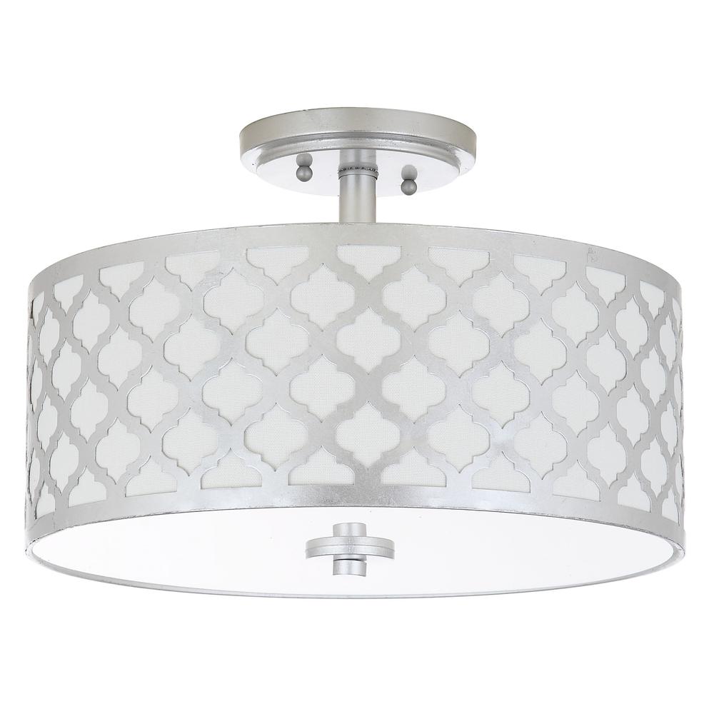 Kora Quatrefoil 3 Light 15-Inch Dia Silver Flush Mount , Silver Leaf