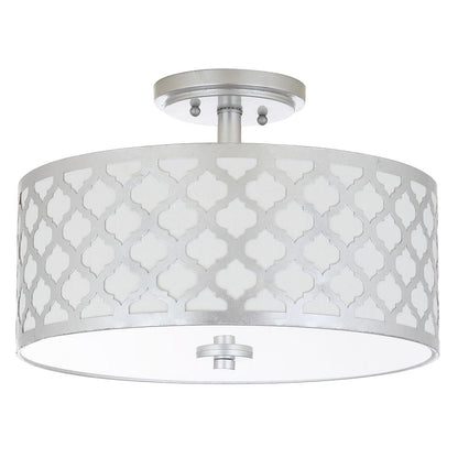 Kora Quatrefoil 3 Light 15-Inch Dia Silver Flush Mount , Silver Leaf