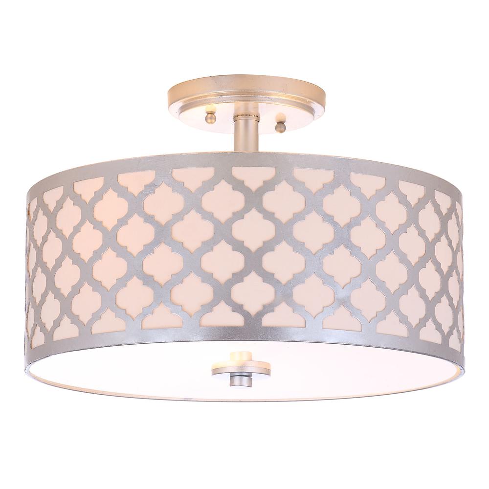 Kora Quatrefoil 3 Light 15-Inch Dia Silver Flush Mount , Silver Leaf