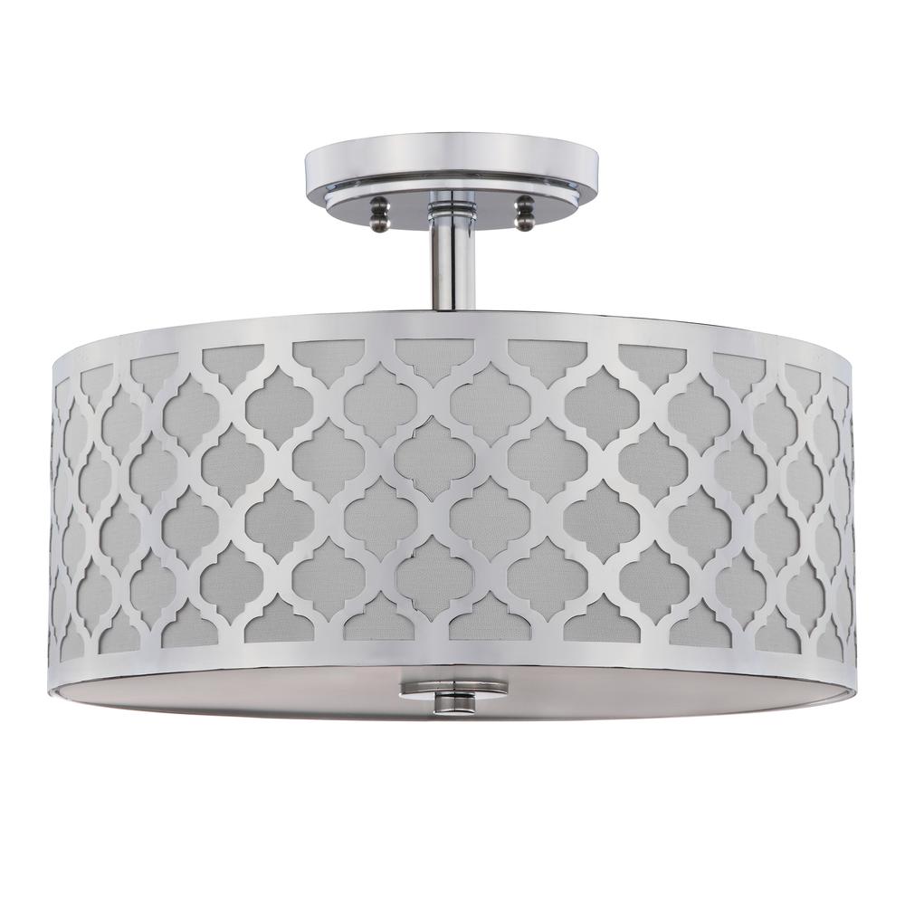 Kora Quatrefoil 3 Light 15-Inch Dia Chrome Flush Mount , Chrome
