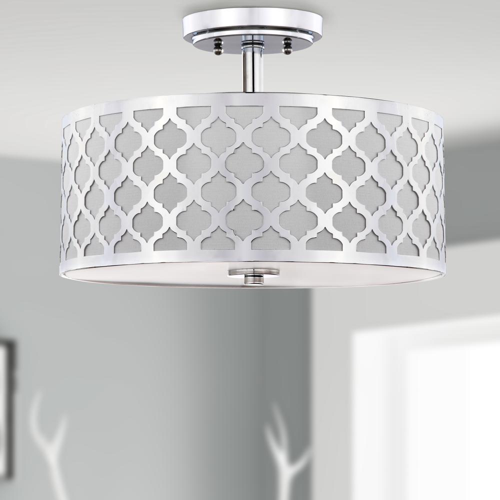 Kora Quatrefoil 3 Light 15-Inch Dia Chrome Flush Mount , Chrome