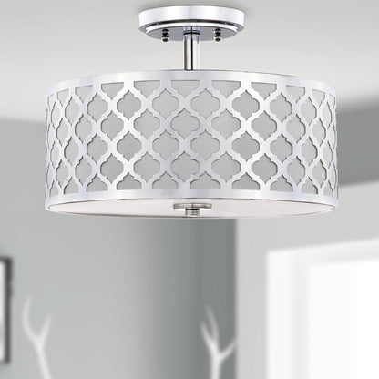 Kora Quatrefoil 3 Light 15-Inch Dia Chrome Flush Mount , Chrome