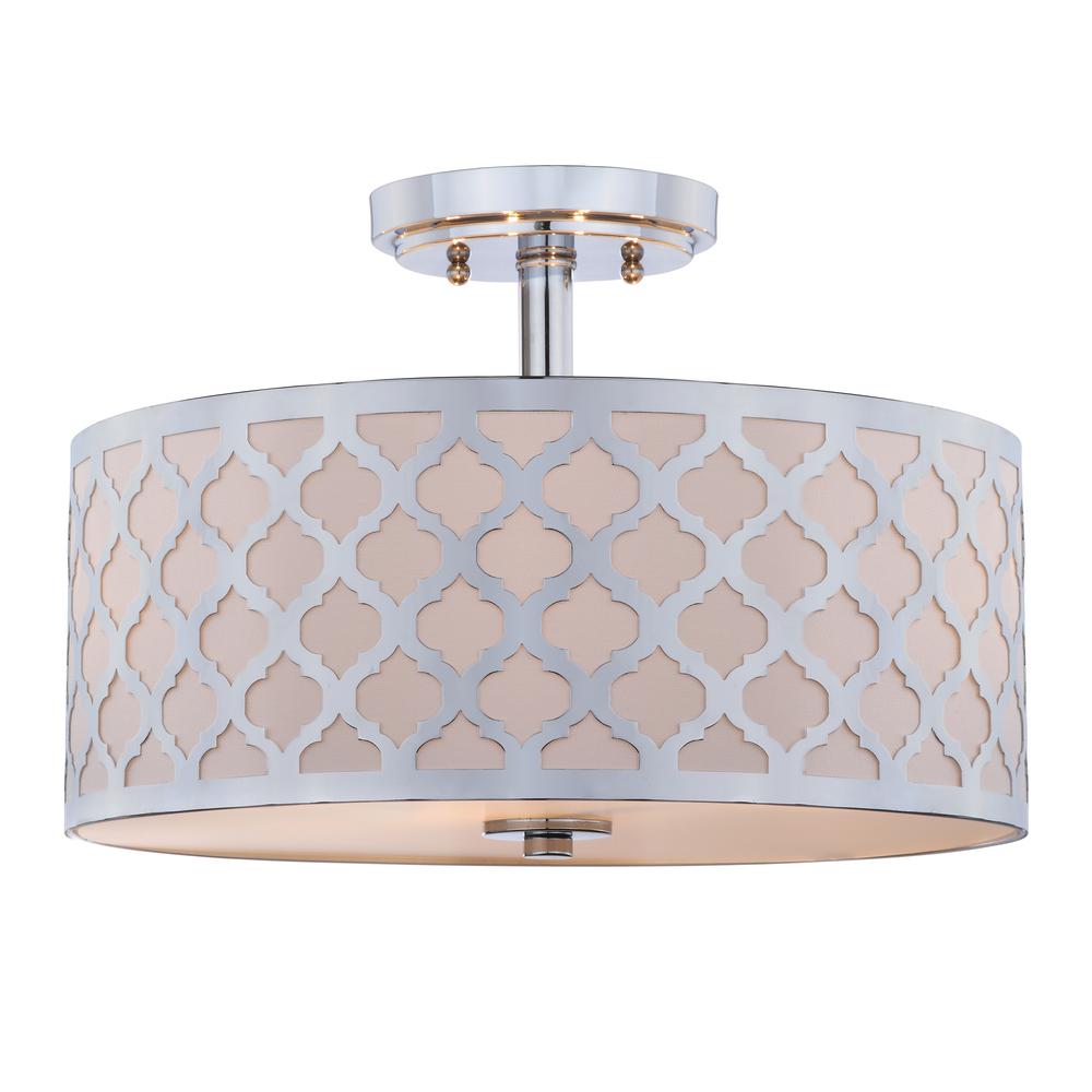 Kora Quatrefoil 3 Light 15-Inch Dia Chrome Flush Mount , Chrome