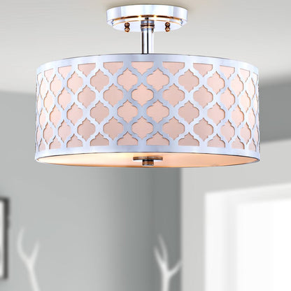 Kora Quatrefoil 3 Light 15-Inch Dia Chrome Flush Mount , Chrome