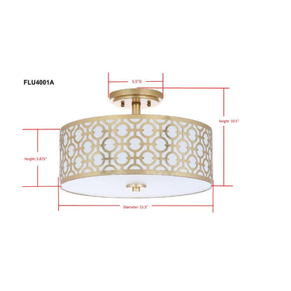 Vera Chain-Link 3 Light 15.5-Inch Dia Gold Flush Mount , Gold