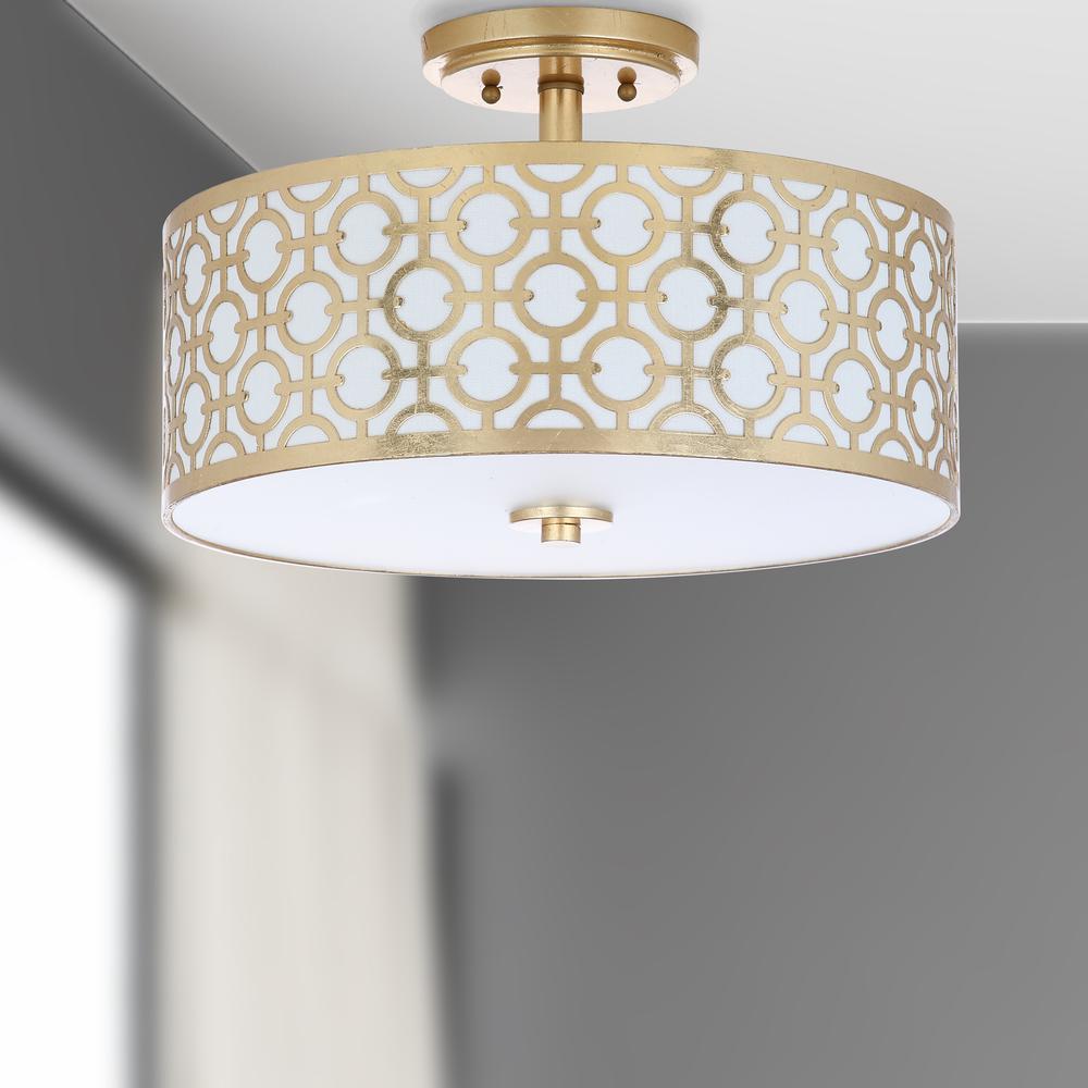 Vera Chain-Link 3 Light 15.5-Inch Dia Gold Flush Mount , Gold