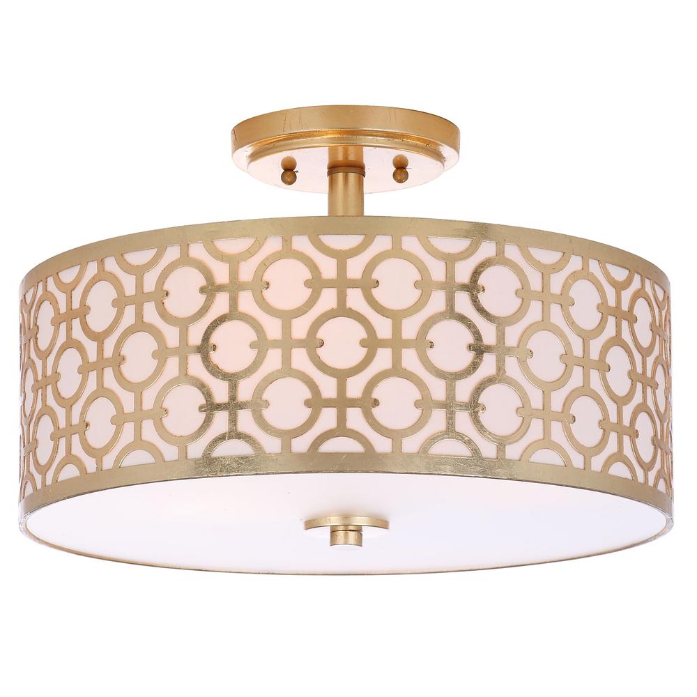 Vera Chain-Link 3 Light 15.5-Inch Dia Gold Flush Mount , Gold
