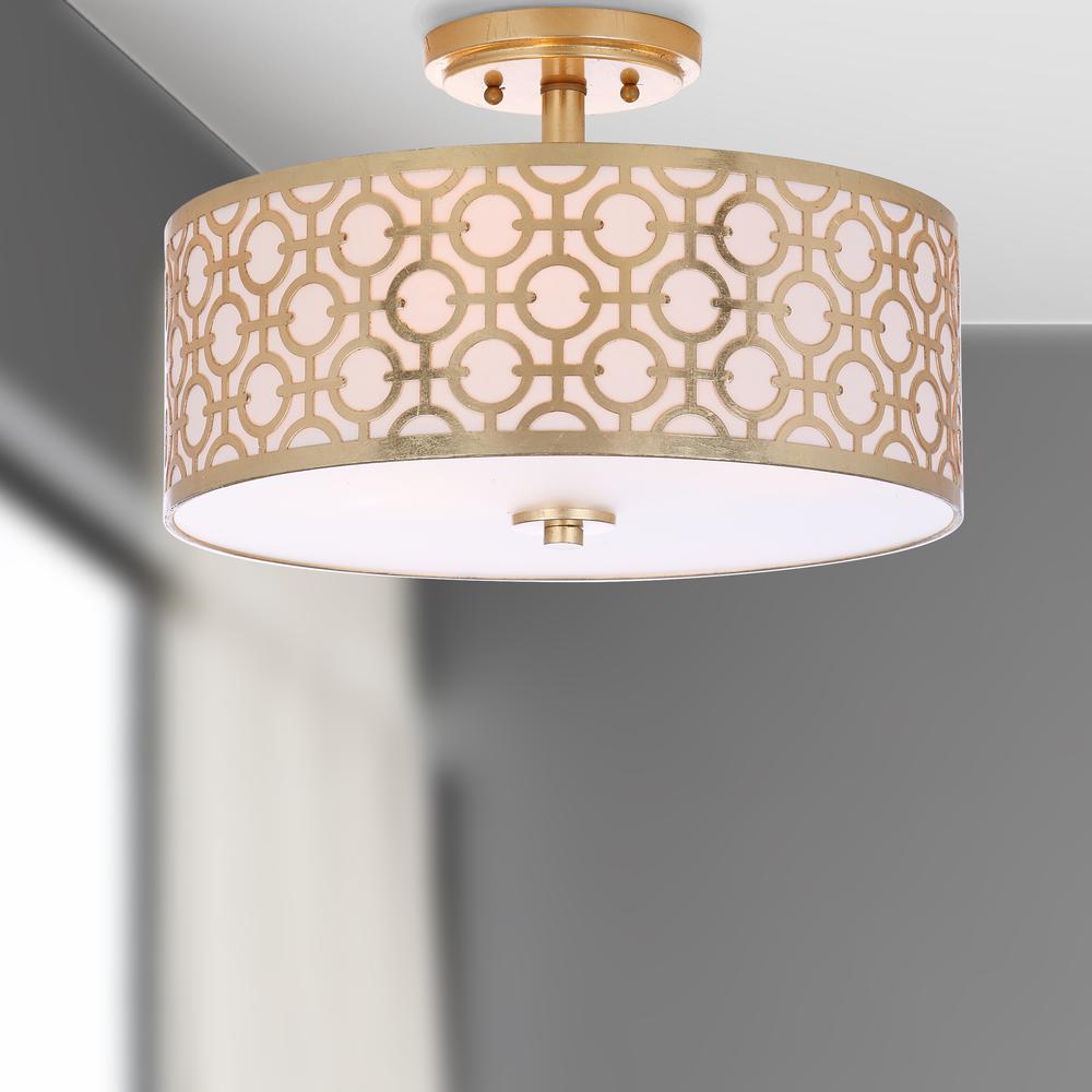 Vera Chain-Link 3 Light 15.5-Inch Dia Gold Flush Mount , Gold