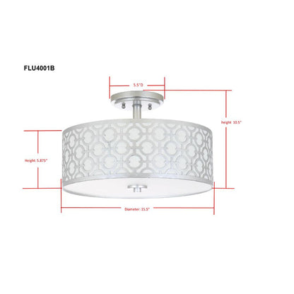 Vera Chain-Link 3 Light 15.5-Inch Dia Silver Flush Mount , Silver