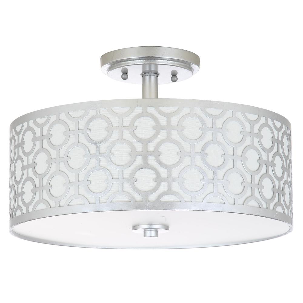 Vera Chain-Link 3 Light 15.5-Inch Dia Silver Flush Mount , Silver