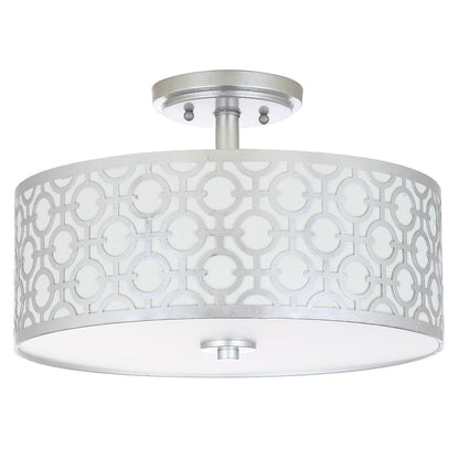 Vera Chain-Link 3 Light 15.5-Inch Dia Silver Flush Mount , Silver