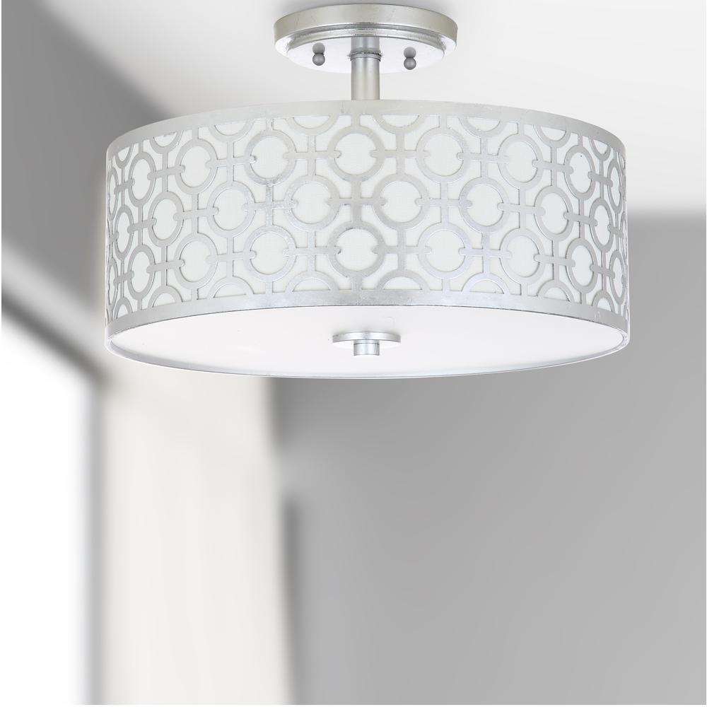Vera Chain-Link 3 Light 15.5-Inch Dia Silver Flush Mount , Silver