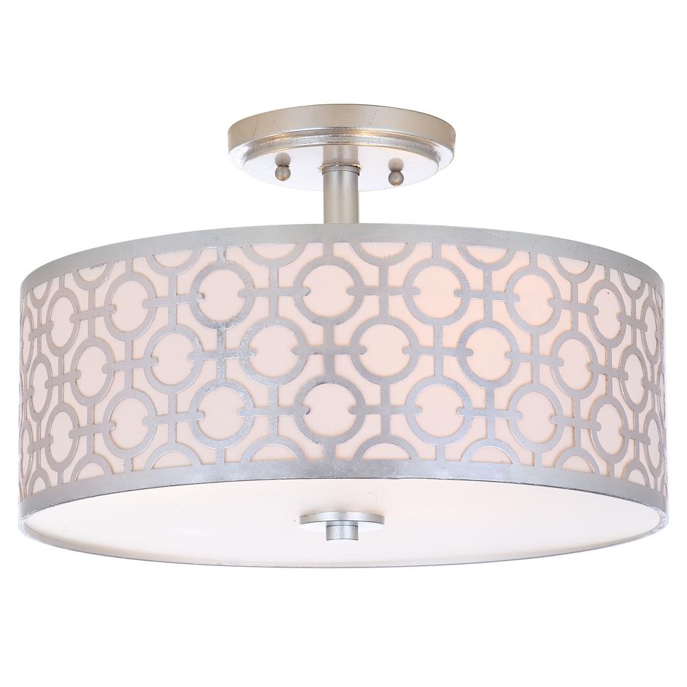 Vera Chain-Link 3 Light 15.5-Inch Dia Silver Flush Mount , Silver