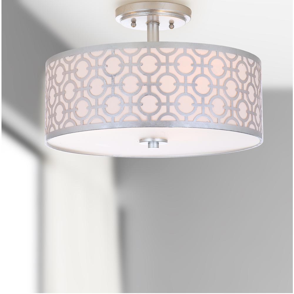 Vera Chain-Link 3 Light 15.5-Inch Dia Silver Flush Mount , Silver