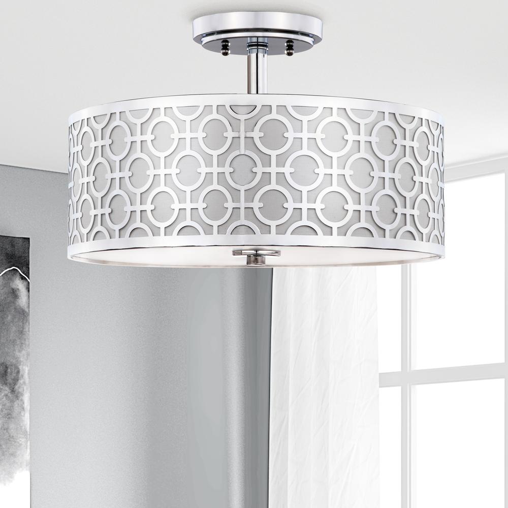 Vera Chain-Link 3 Light 15.5-Inch Dia Chrome Flush Mount , Chrome
