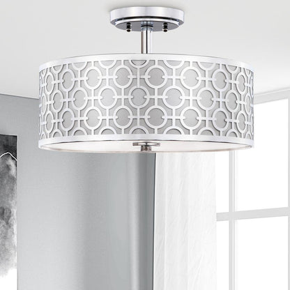 Vera Chain-Link 3 Light 15.5-Inch Dia Chrome Flush Mount , Chrome