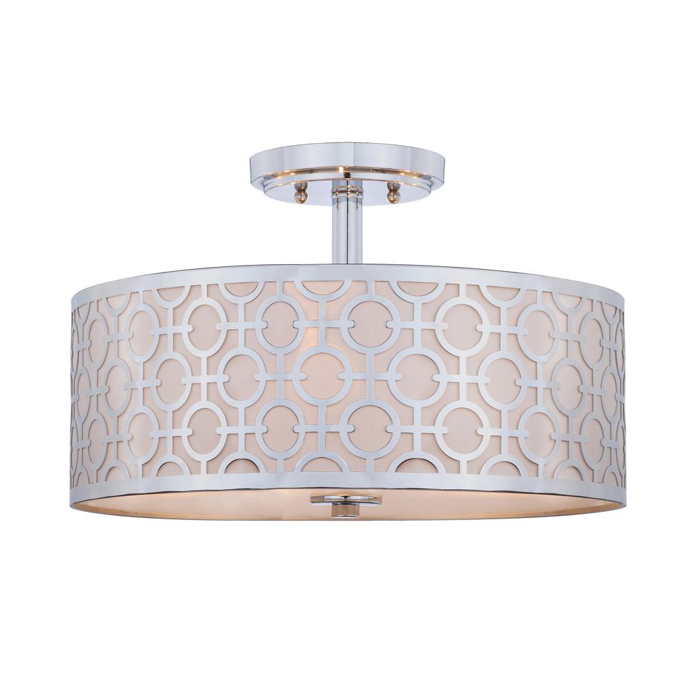 Vera Chain-Link 3 Light 15.5-Inch Dia Chrome Flush Mount , Chrome