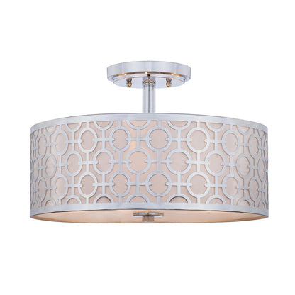 Vera Chain-Link 3 Light 15.5-Inch Dia Chrome Flush Mount , Chrome
