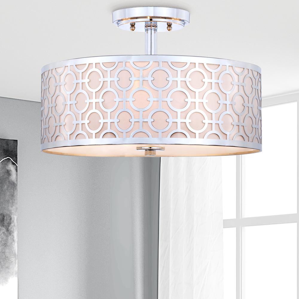 Vera Chain-Link 3 Light 15.5-Inch Dia Chrome Flush Mount , Chrome
