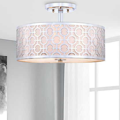 Vera Chain-Link 3 Light 15.5-Inch Dia Chrome Flush Mount , Chrome