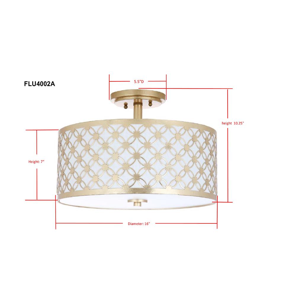 Hutch 3 Light 16-Inch Dia Gold Flush Mount , Gold