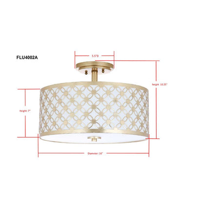 Hutch 3 Light 16-Inch Dia Gold Flush Mount , Gold
