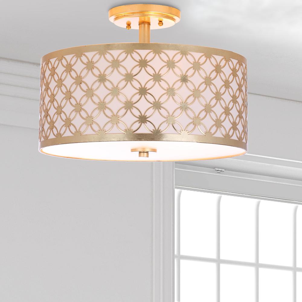 Hutch 3 Light 16-Inch Dia Gold Flush Mount , Gold