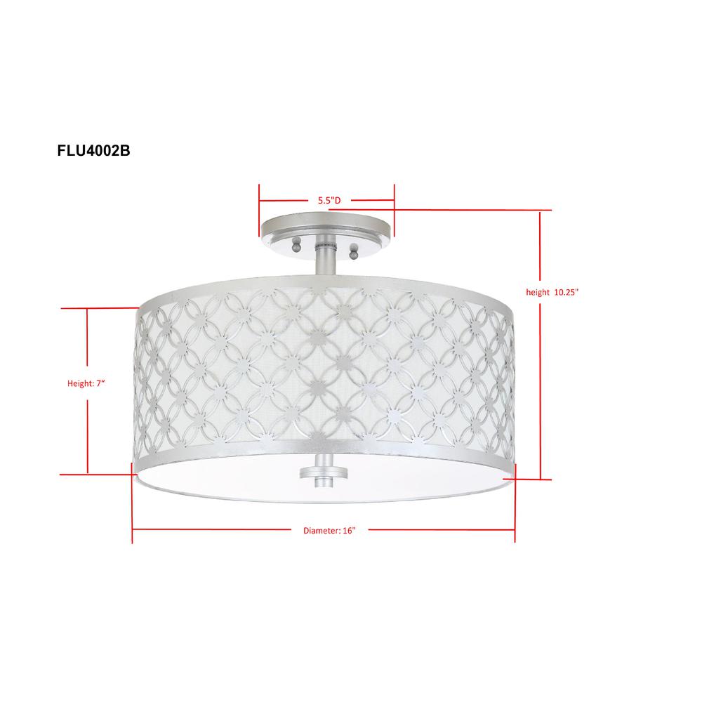 Hutch 3 Light 16-Inch Dia Silver Flush Mount , Silver