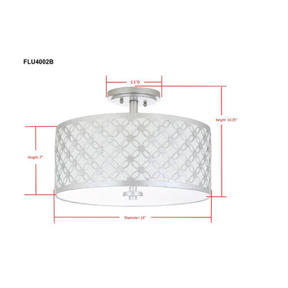 Hutch 3 Light 16-Inch Dia Silver Flush Mount , Silver