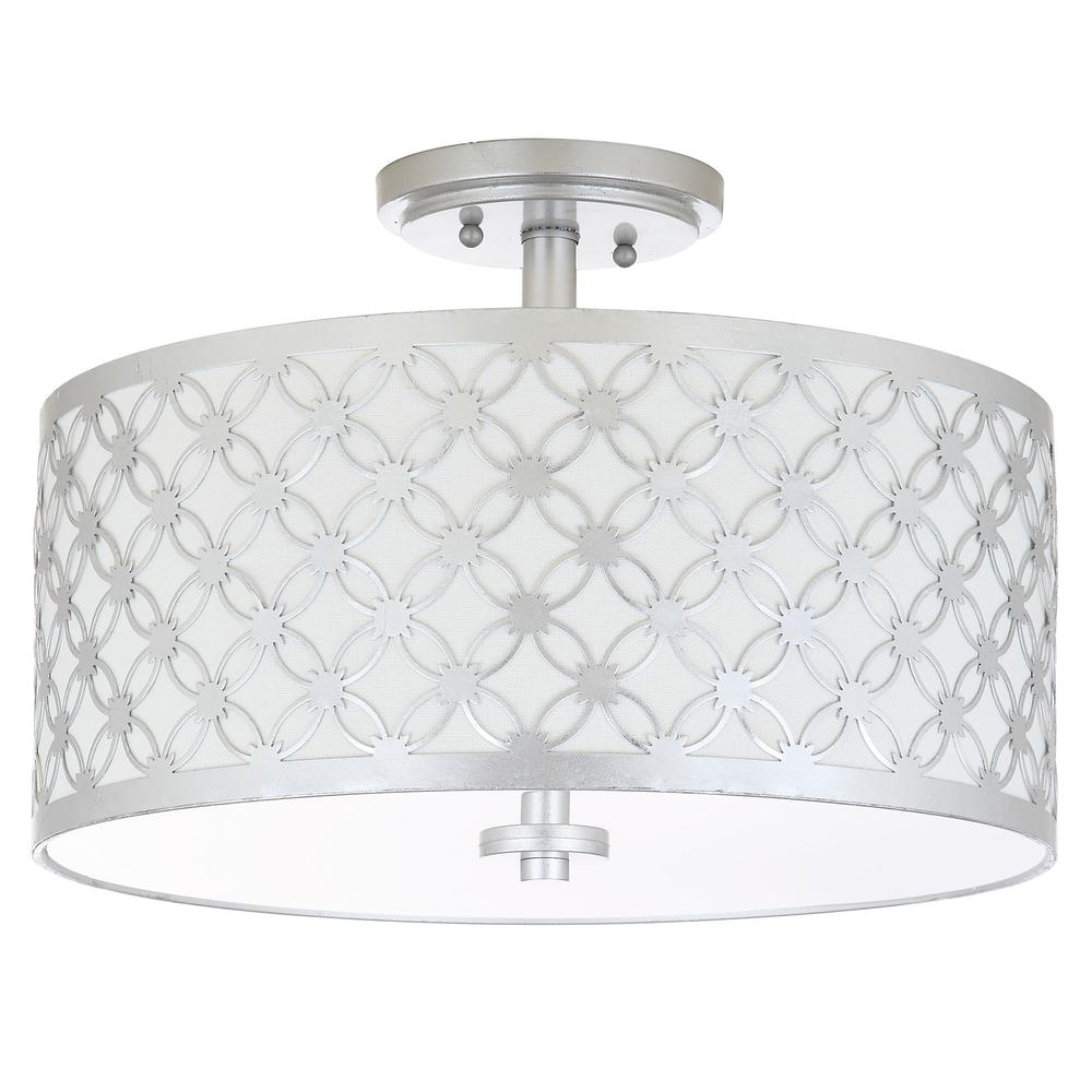 Hutch 3 Light 16-Inch Dia Silver Flush Mount , Silver