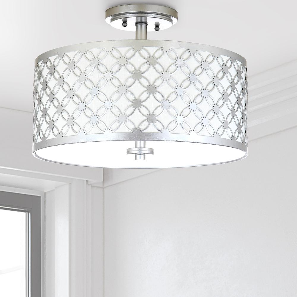 Hutch 3 Light 16-Inch Dia Silver Flush Mount , Silver