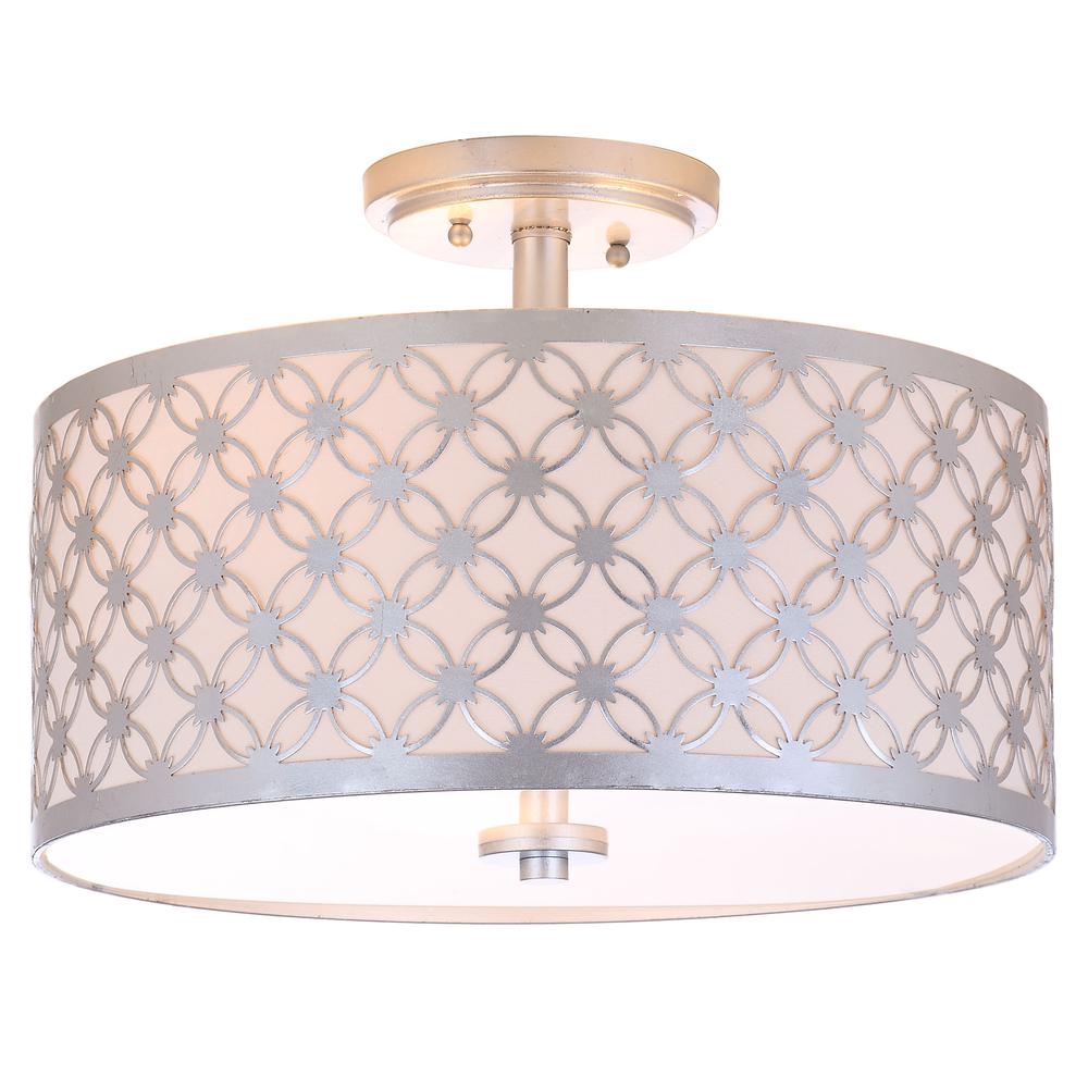 Hutch 3 Light 16-Inch Dia Silver Flush Mount , Silver