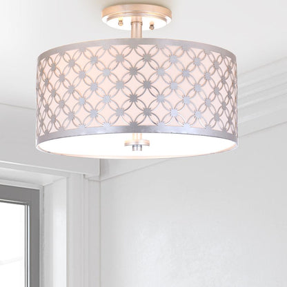 Hutch 3 Light 16-Inch Dia Silver Flush Mount , Silver