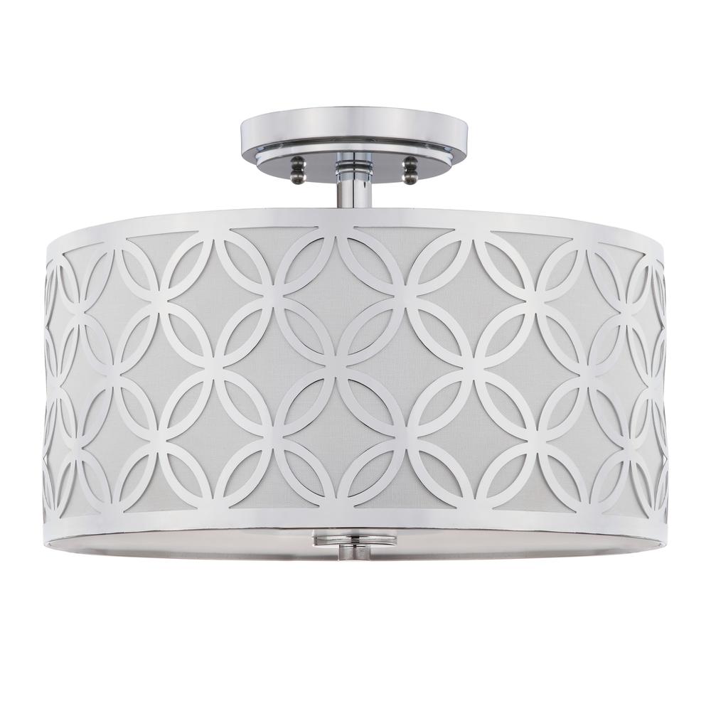 Cecily Leaf Trellis 3 Light 15-Inch Dia Chrome Flush Mount , Chrome