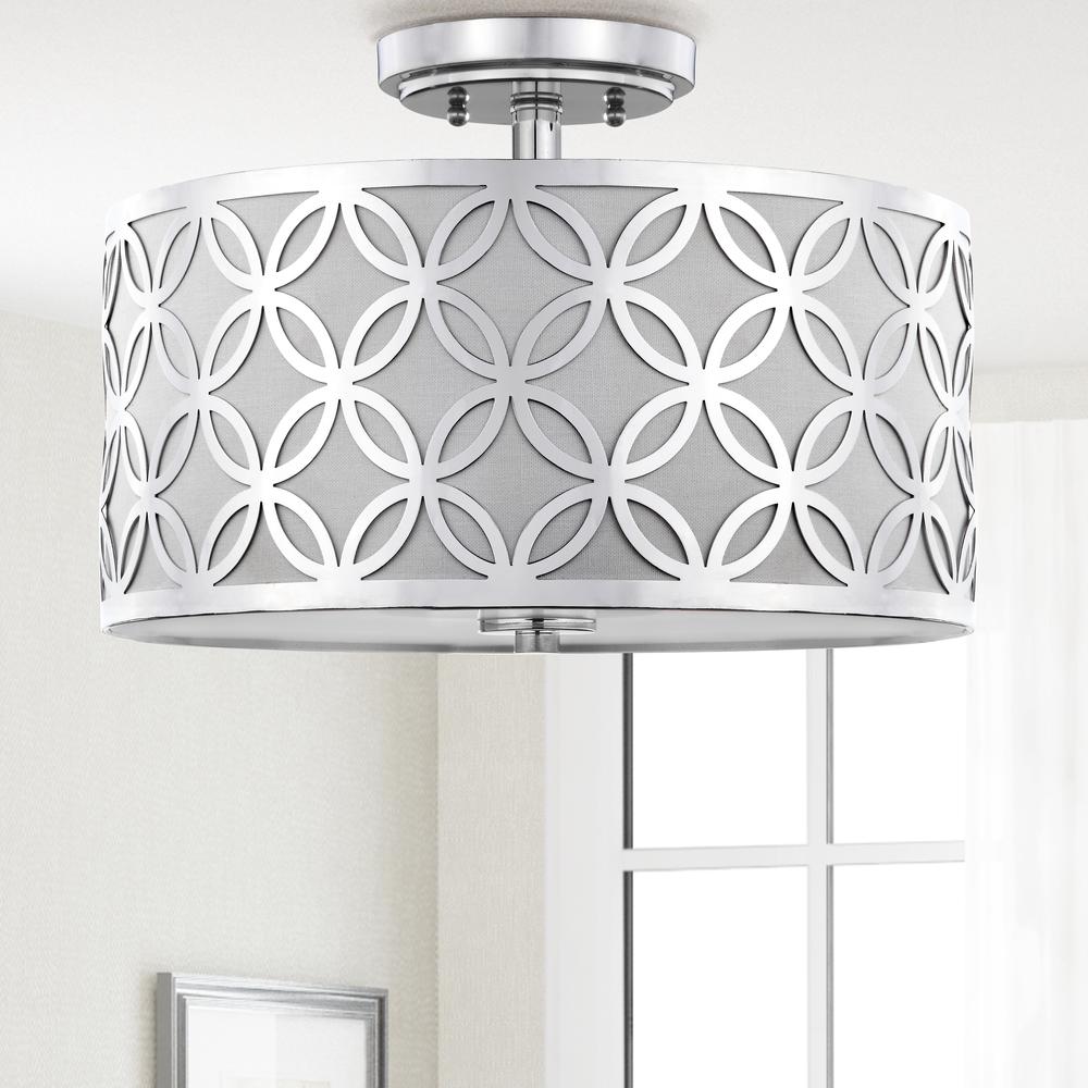 Cecily Leaf Trellis 3 Light 15-Inch Dia Chrome Flush Mount , Chrome