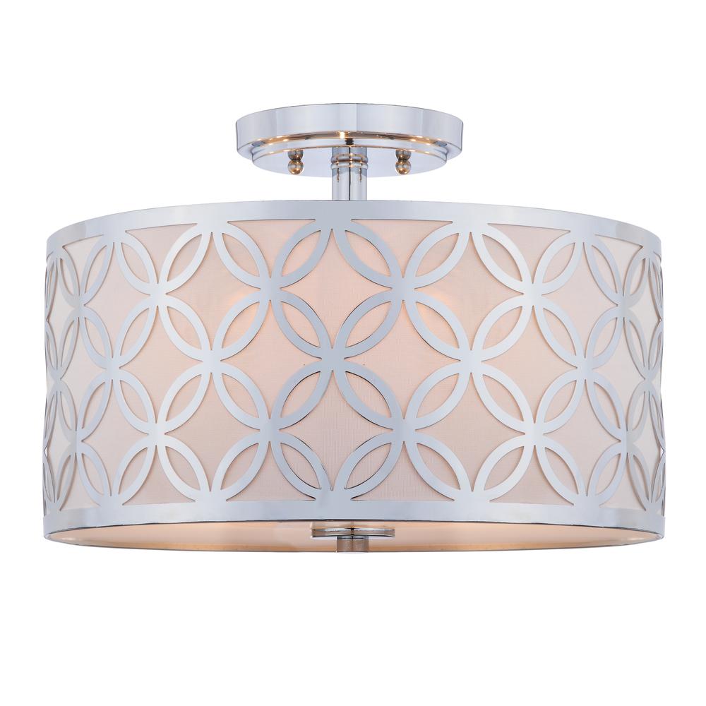 Cecily Leaf Trellis 3 Light 15-Inch Dia Chrome Flush Mount , Chrome