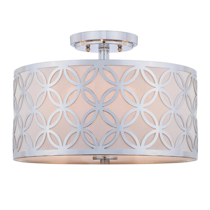 Cecily Leaf Trellis 3 Light 15-Inch Dia Chrome Flush Mount , Chrome