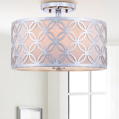 Cecily Leaf Trellis 3 Light 15-Inch Dia Chrome Flush Mount , Chrome