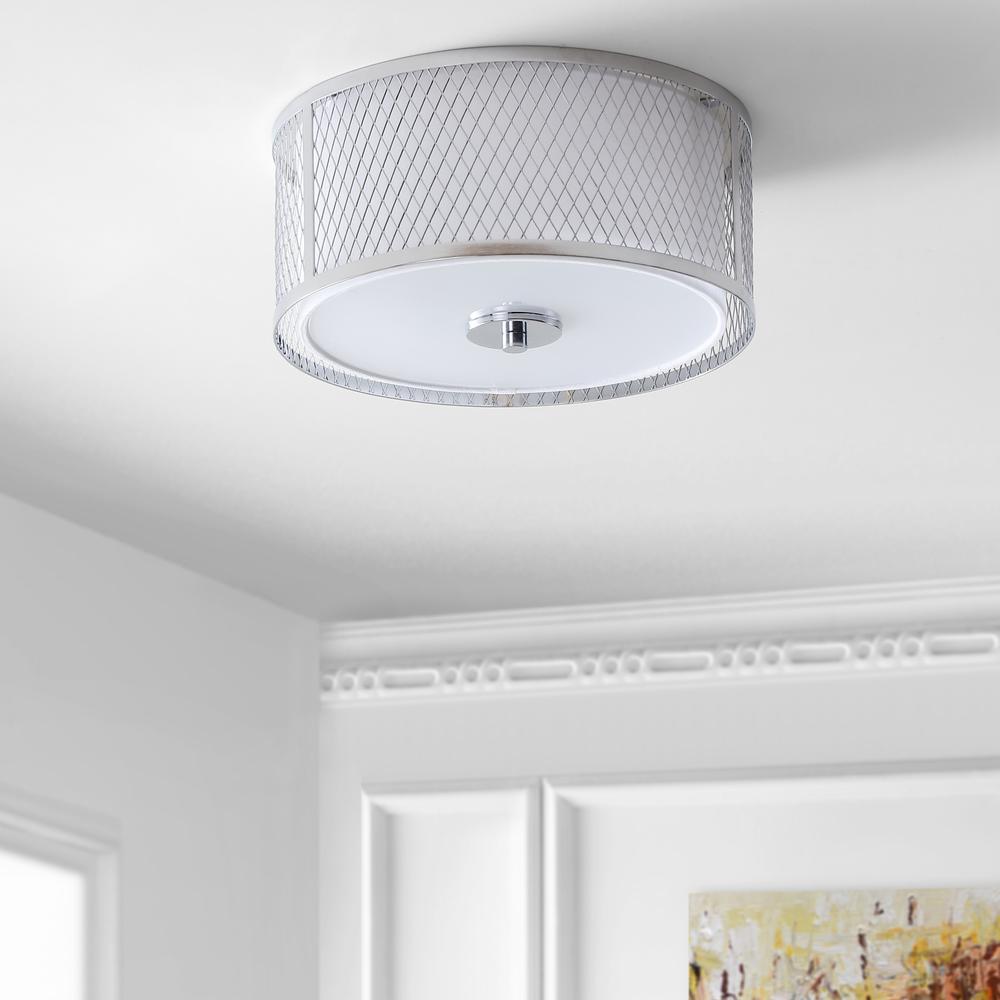 Braydon Flush Mount, Chrome/White