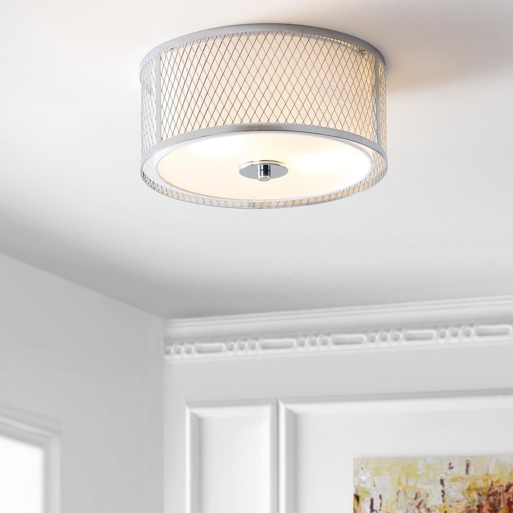 Braydon Flush Mount, Chrome/White